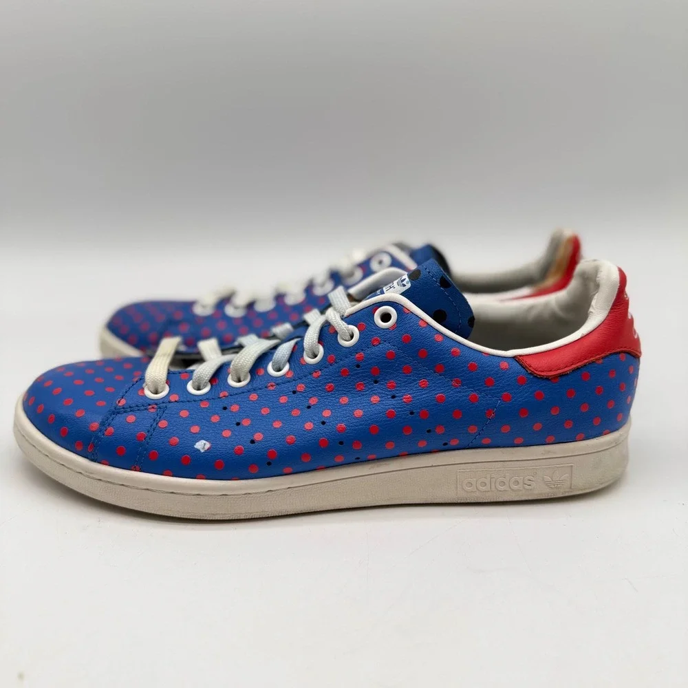 Adidas Mens 10.5 Pharrell Williams Stan Smith Blue Red Polka Dot B25400